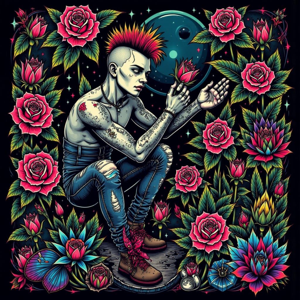 Punk Rock Botanist Grafting Neon Roses