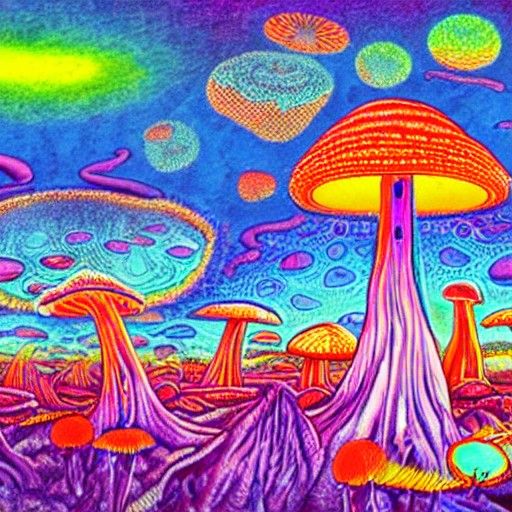 Psychedelic Mushroom Dreamscape: A Bioluminescent Wonderland