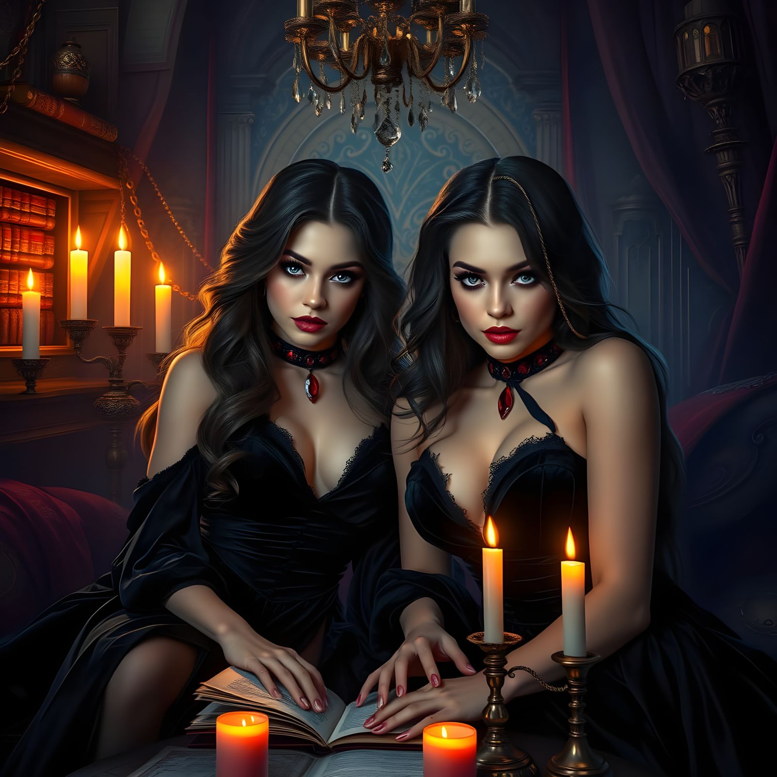 Seductive Vampire Goddesses in Velvet and Crimson