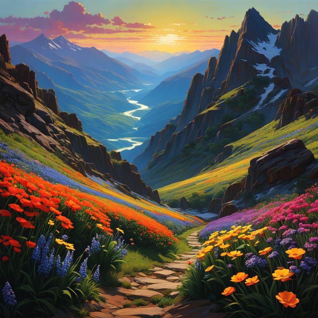Whimsical Valley in Vibrant Chiaroscuro