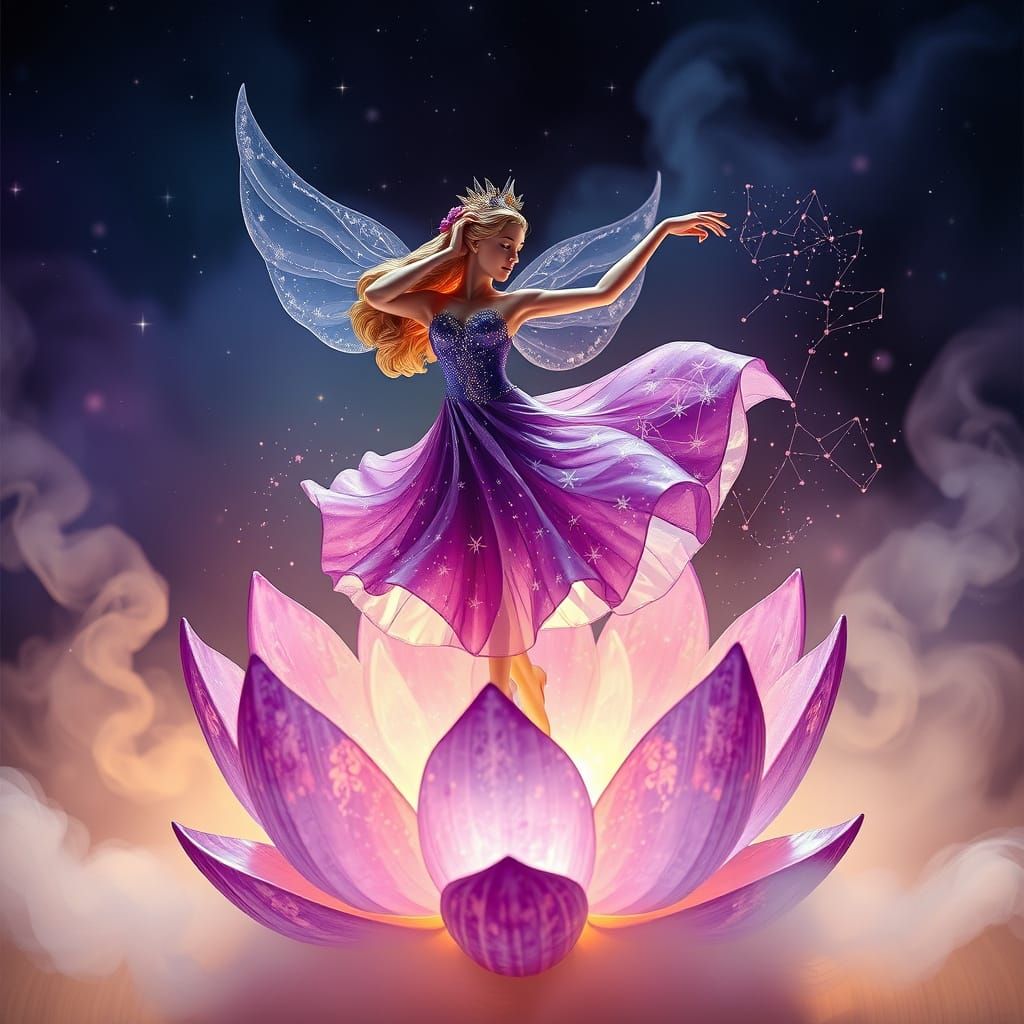 Amethyst Ballerina Dances on Lotus Flower