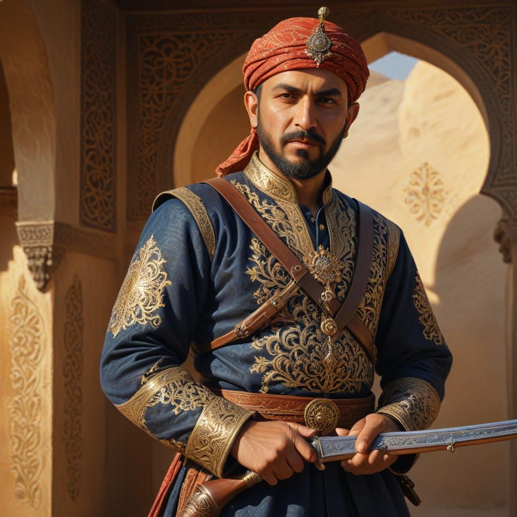 Turkish Man with Musket in Ottoman Style