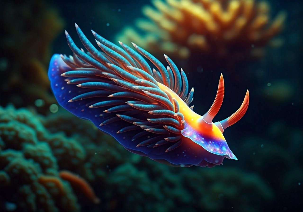 Vibrant Ocean Nudibranch in Hyperrealistic Detail