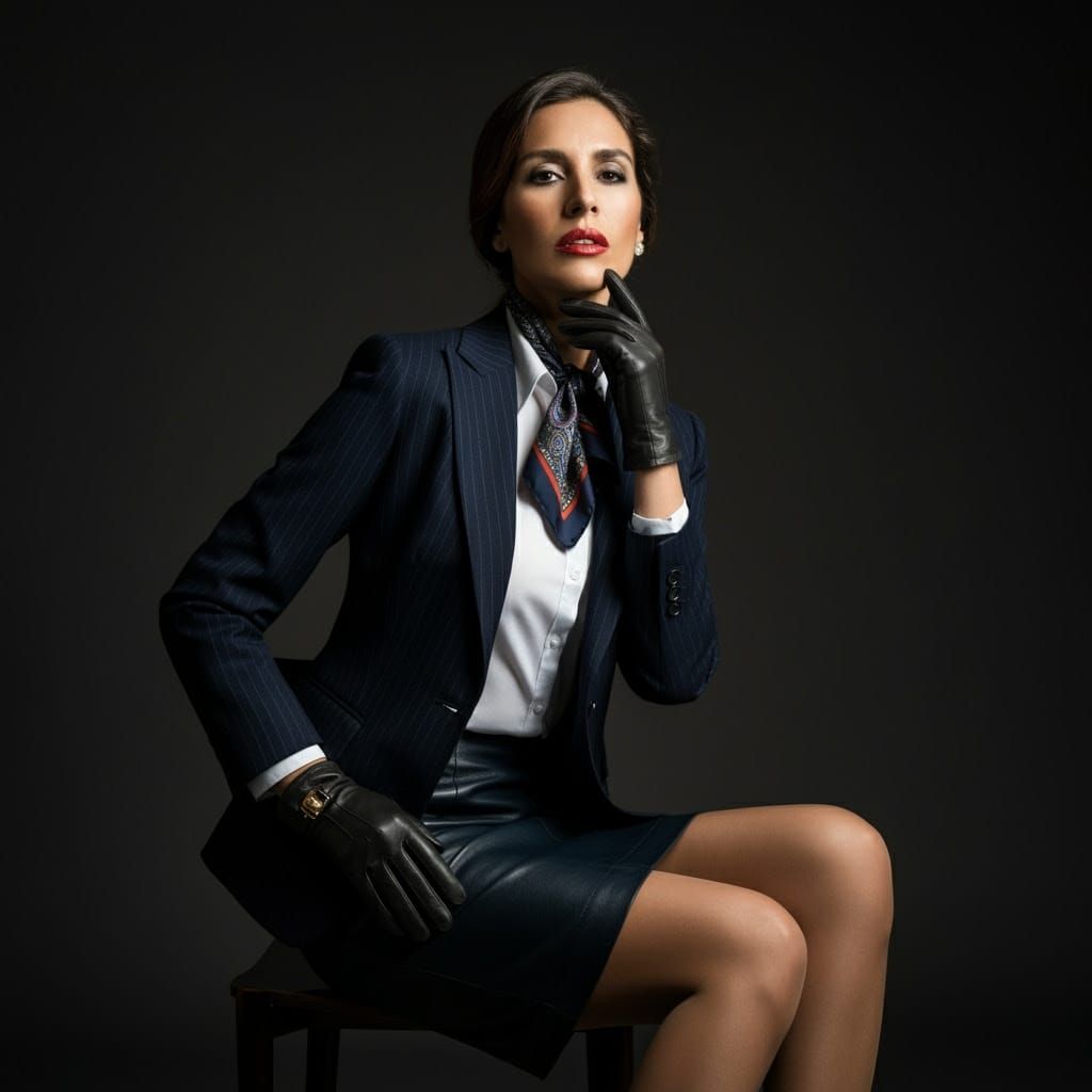 Sophisticated Spanish Businesswoman in Traditional British A...