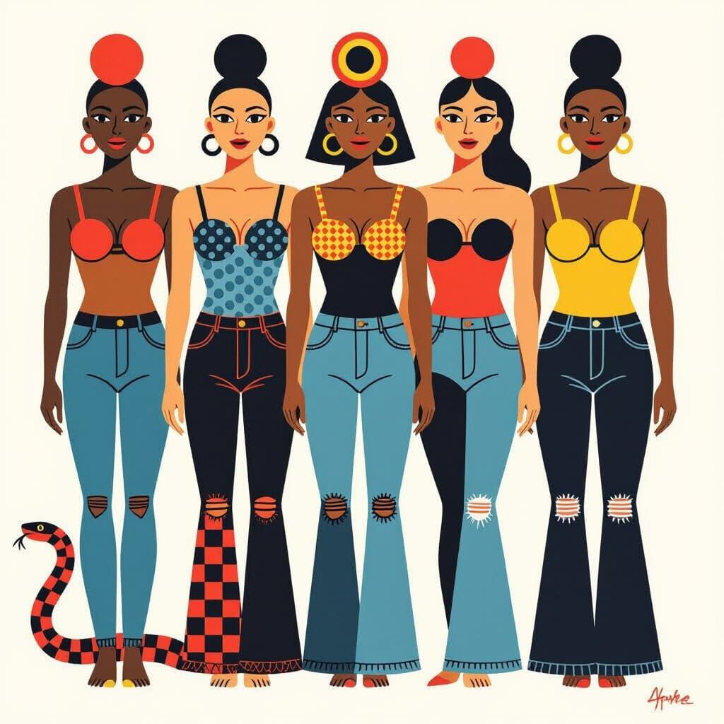 Stylized Female Figures in Maximalist Impressionist Style