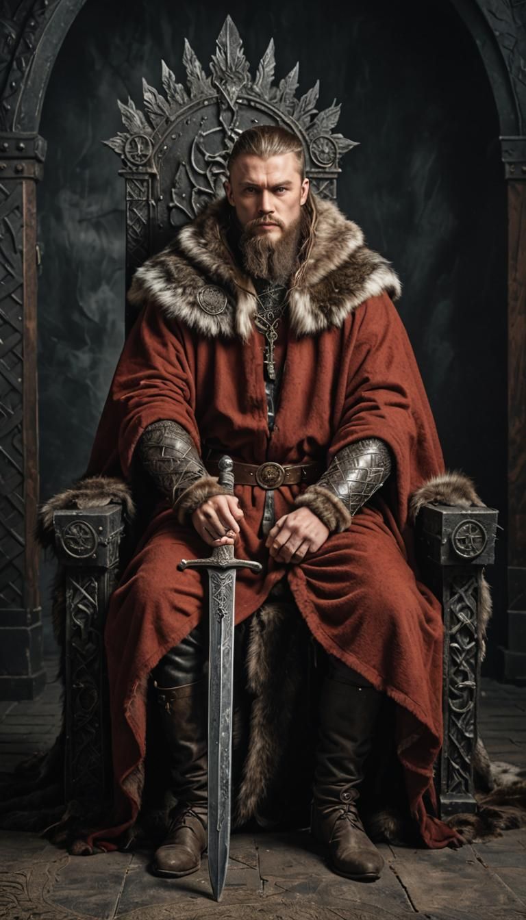 Slavic King on Iron Throne with Wolf Cloak