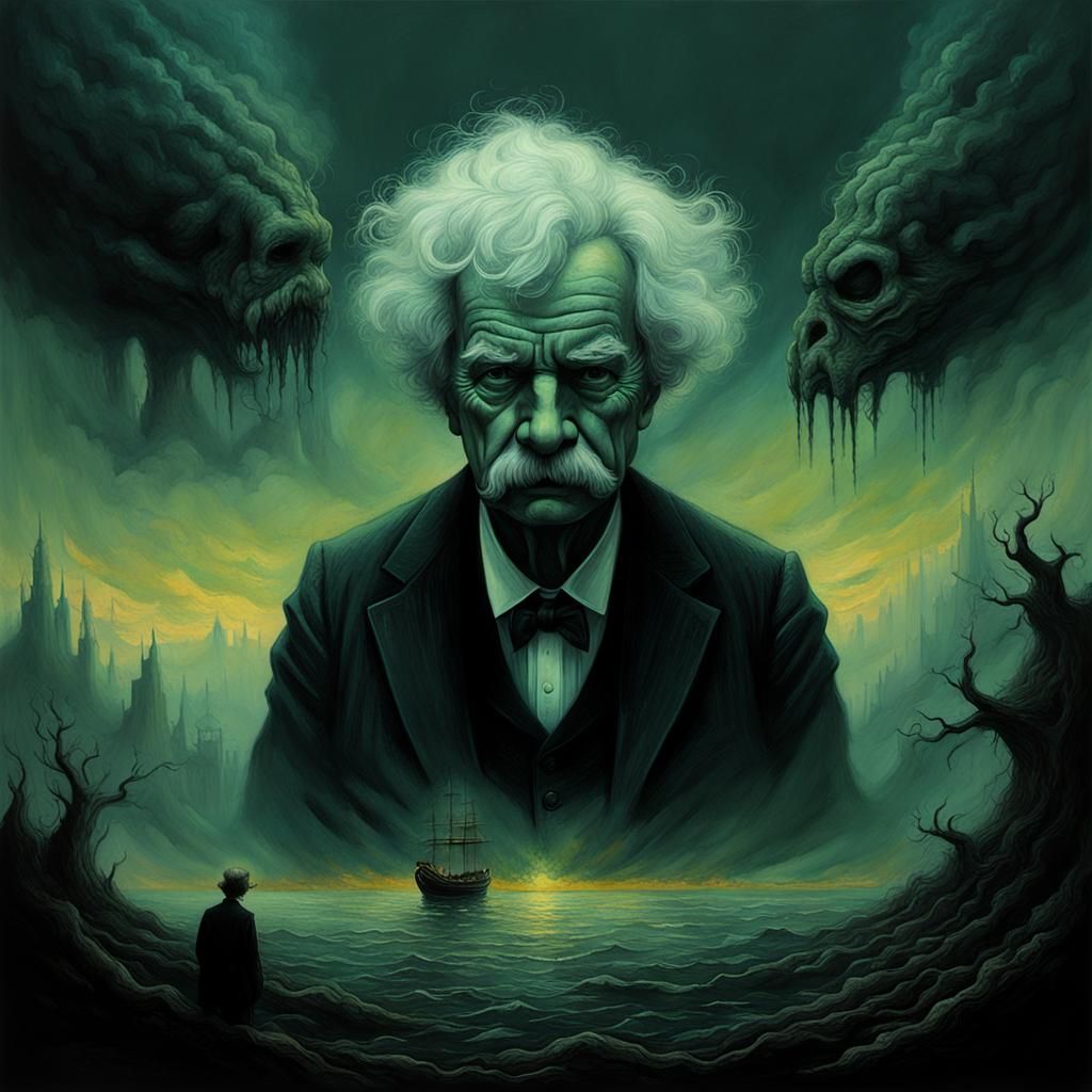 Sinister Mark Twain in Beksinski Style