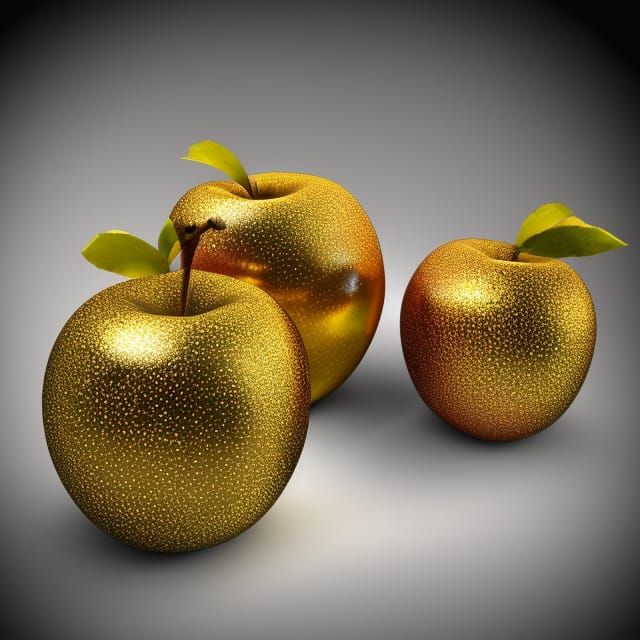 Diamond Encrusted Golden Apple, Photorealistic 8K