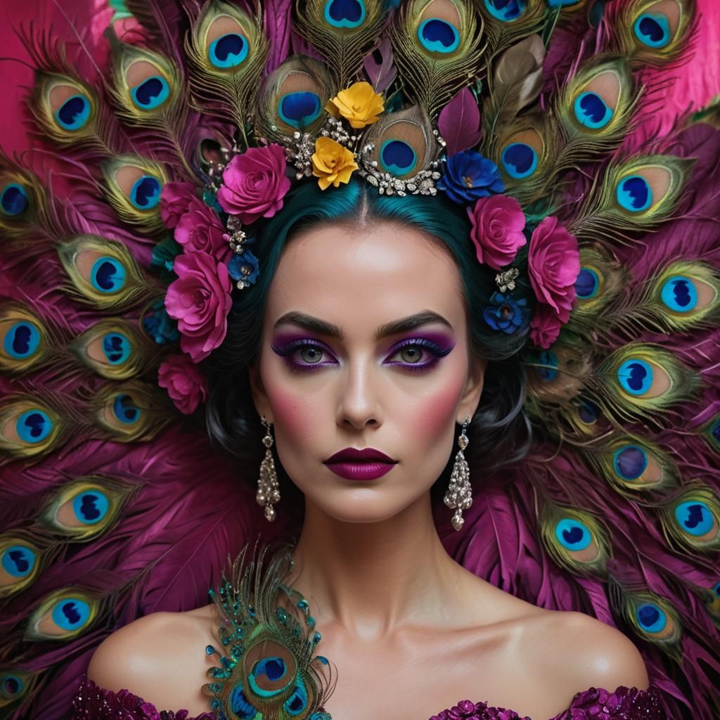 Peacock Woman: A Surreal Cinematic Portrait