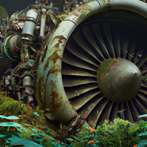 Jungle Reclaims Rusty Jet Engine Ruins in Bali