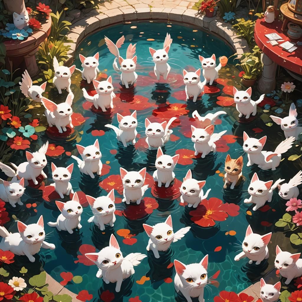 White Wish Leaps from Red Pool: Fantasy Concept Art