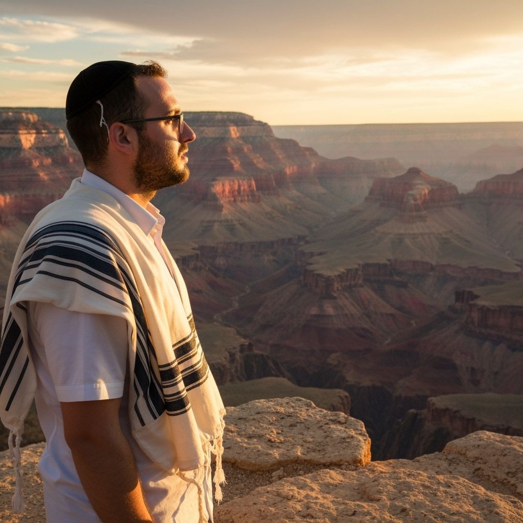 Jewish Man in Awe at Grand Canyon at Golden Hour