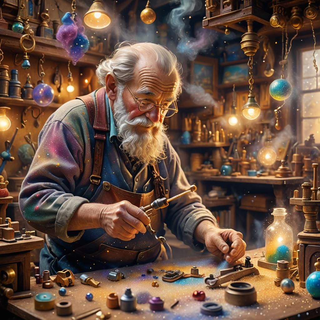 Magical Toy Maker in Golden Light