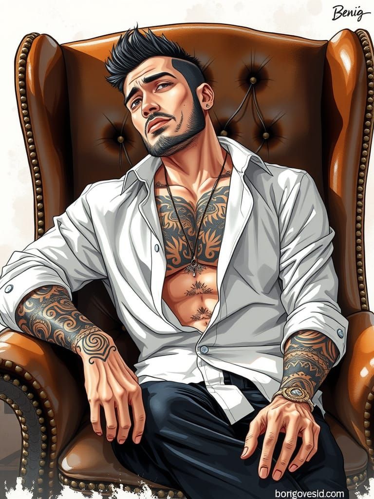 Mafia Boss in Elegant, Anime-Inspired Digital Art