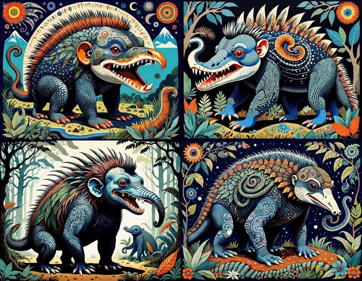 Whimsical Hybrid Creature in Vibrant, Intricately Detailed S...