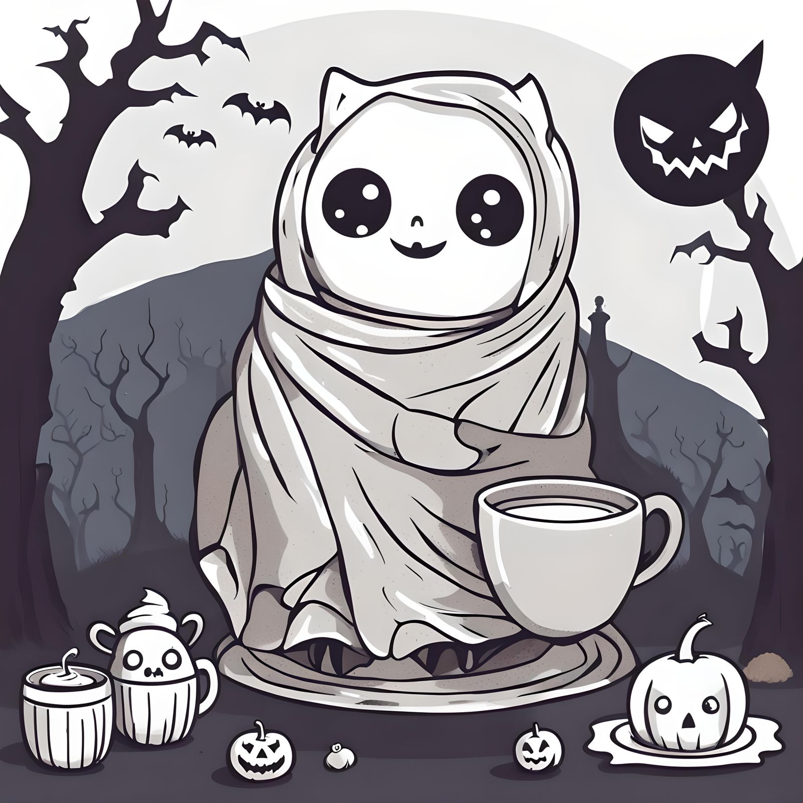 Eerie and Adorable Halloween Art: Spooky Cuteness