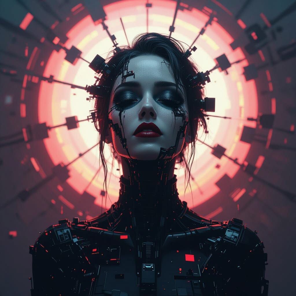 Digital Avatar Lost in Glitch Art Matrix