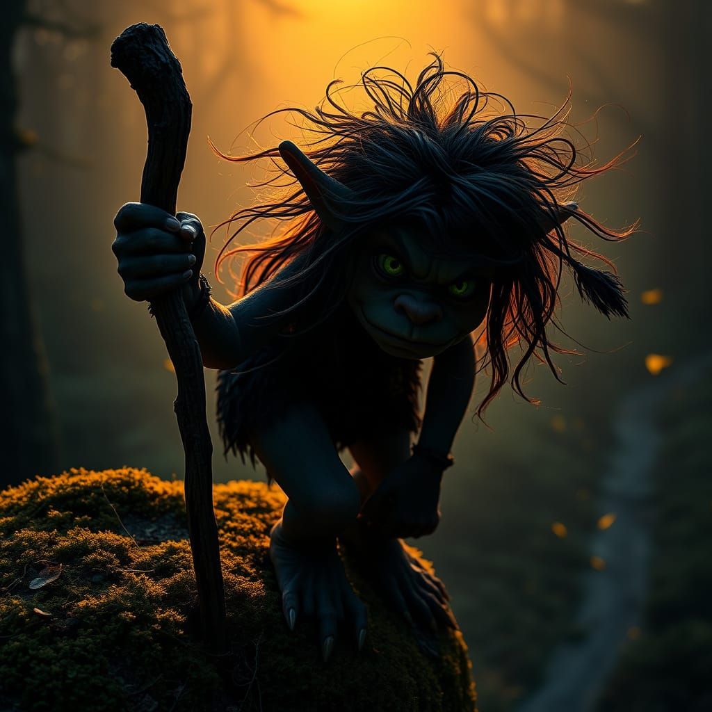Female Troll Watching Over Forest Path