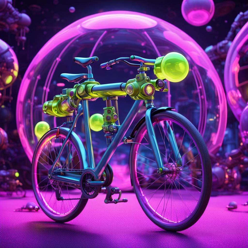 Sentient Bicycle with Cyborg Body in Surreal Concept Art