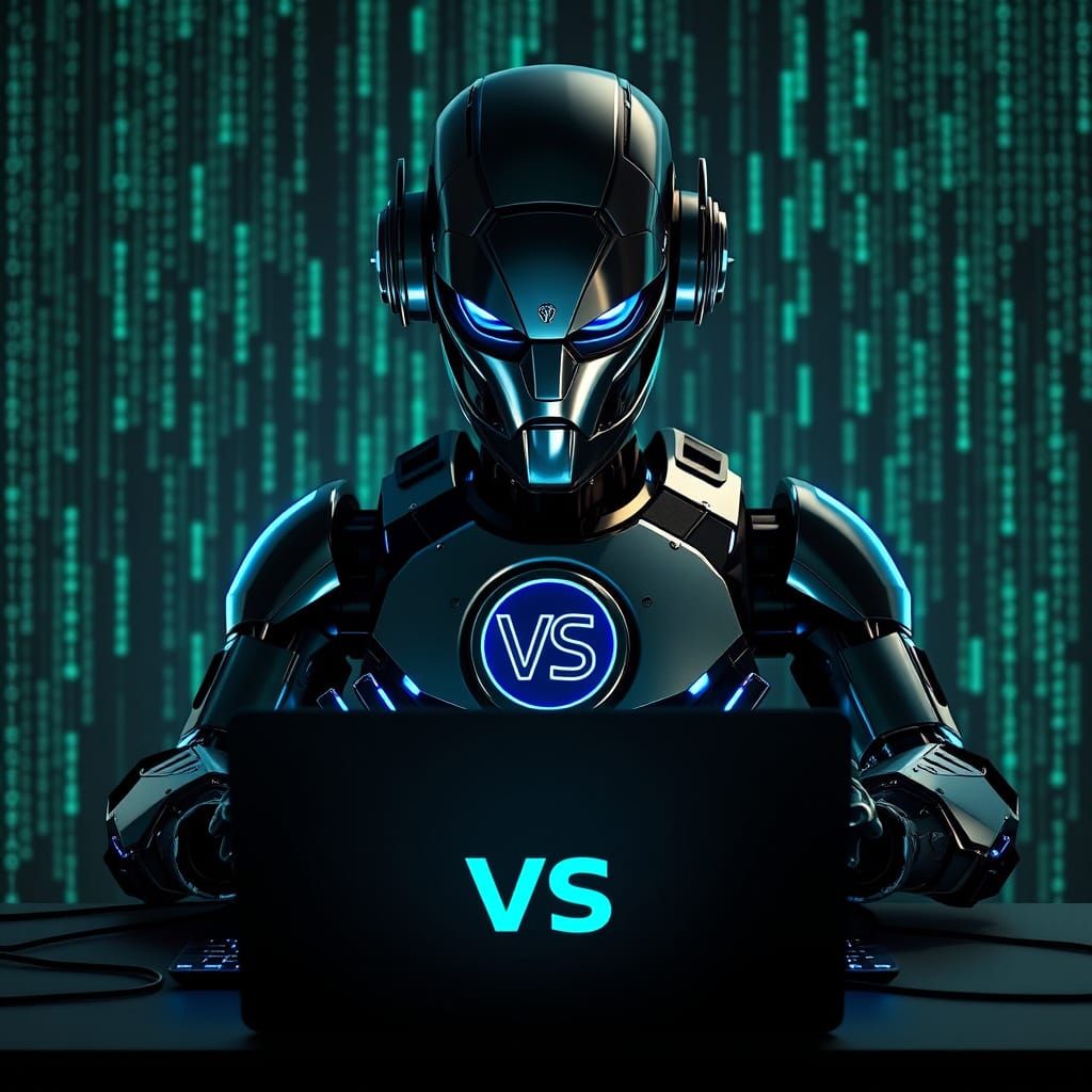 Cyberpunk Robot in Neon-Lit Matrix