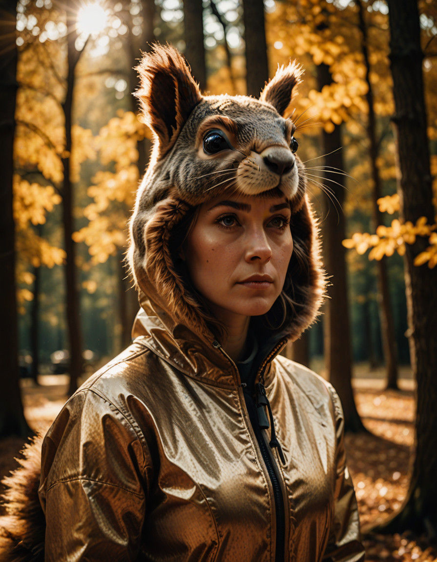 Sultry Squirrel Model in Warm Golden Hour Light