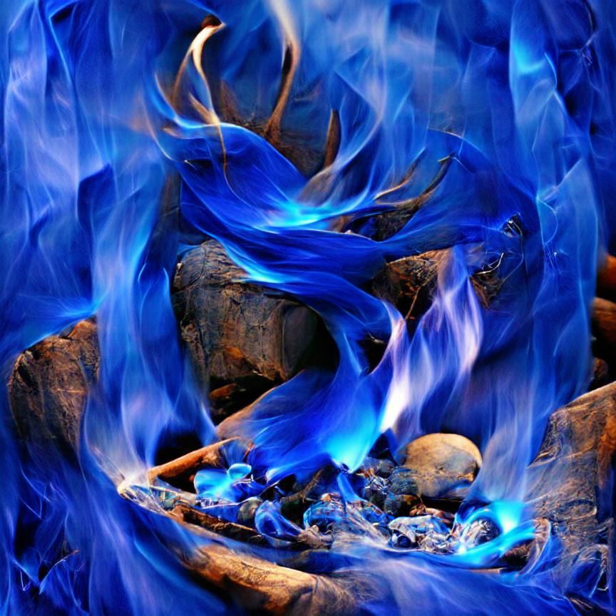 Ethereal Spirit Engulfed in Blue Fire
