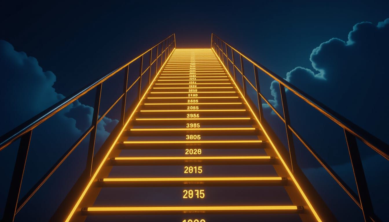 Golden Ladder of Action Ascending into Dark Sky