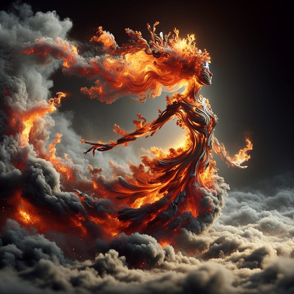Ethereal Volcanic Queen Crafted from Fire