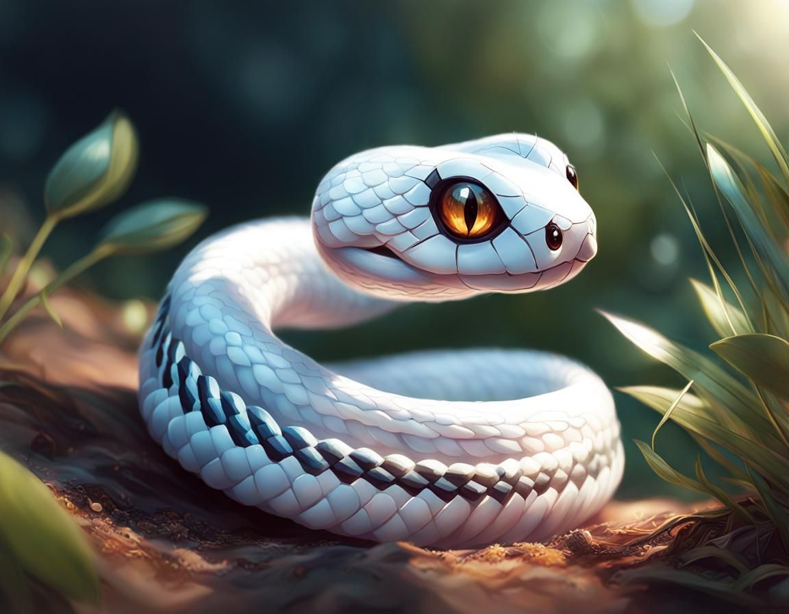 Adorable Fluffy Snake on Sunny Day, Pixar Style