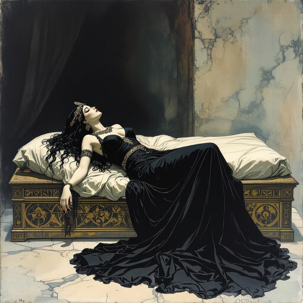 Isis Goddess in a Dark Romanticist Painting