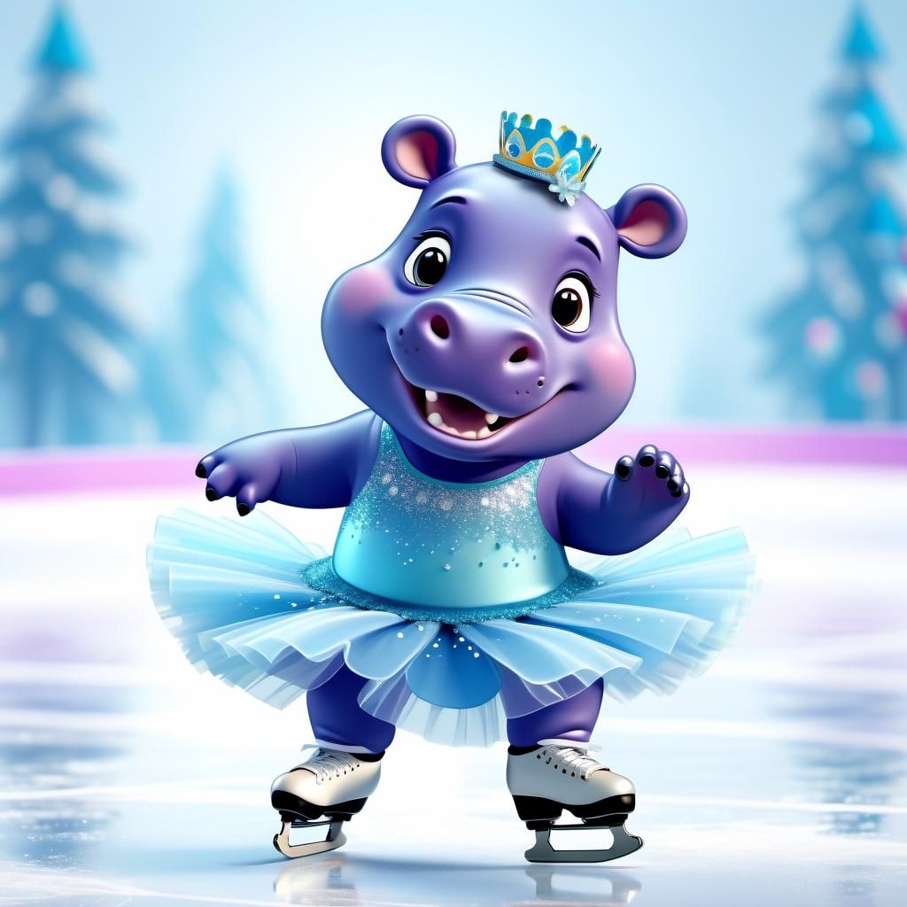 Hippo as an Olympic Ice Skater