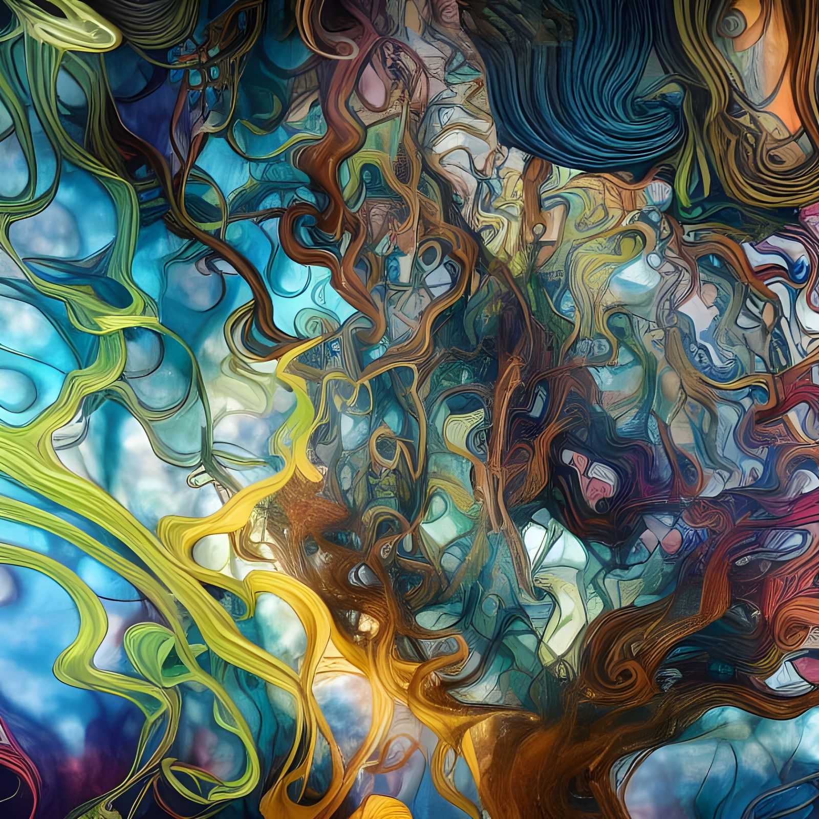 Psychedelic Transparency: Swirling Abstract Painting