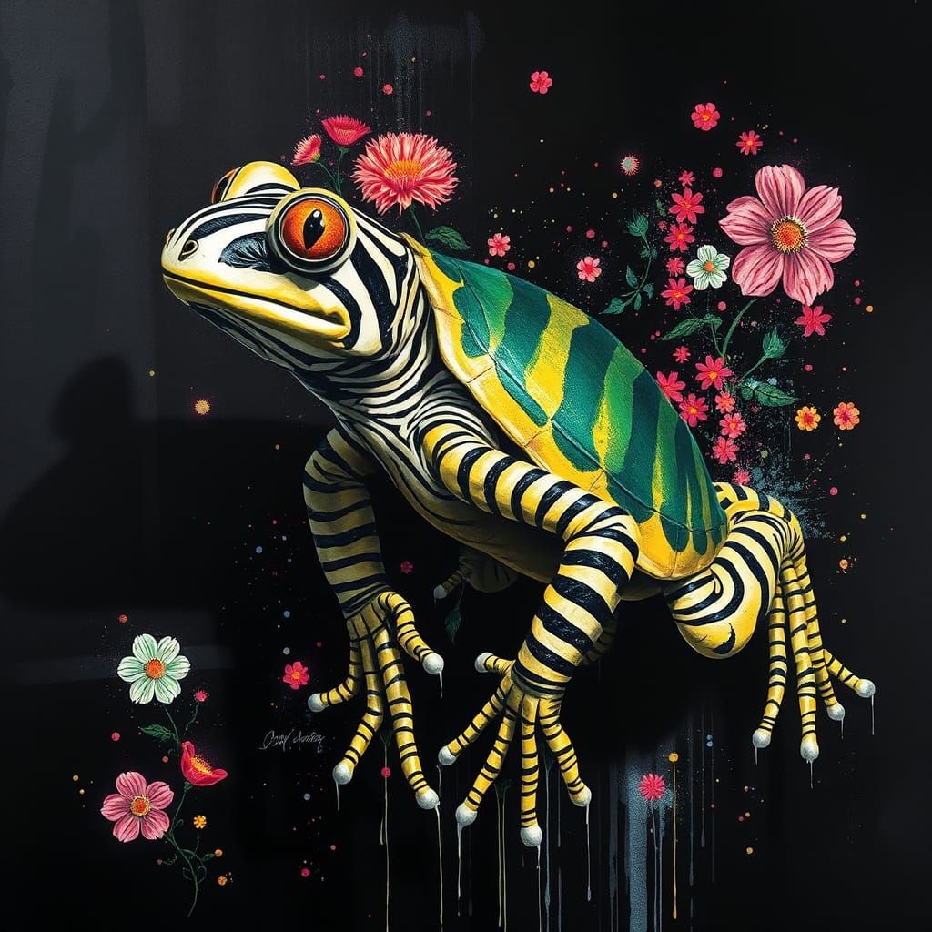 Surreal Zebra Hybrid Creature in Graffiti Art Style