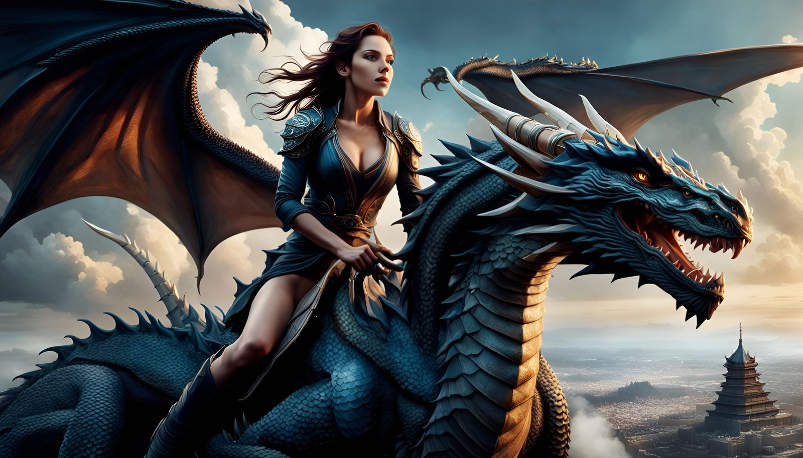 Dragon Rider Portrait in Dark Fantasy Style