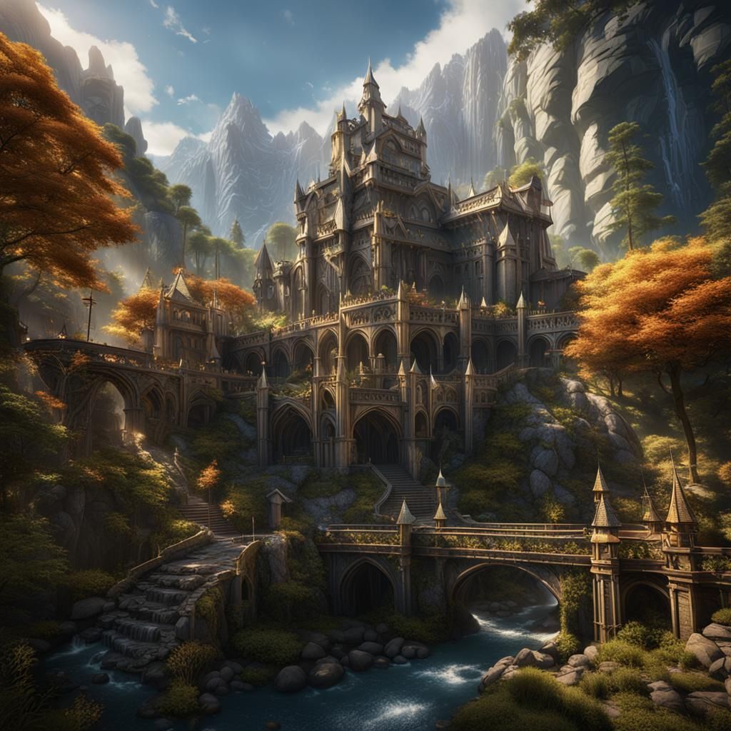 Fantastical Rivendell Concept Art in Deep Color