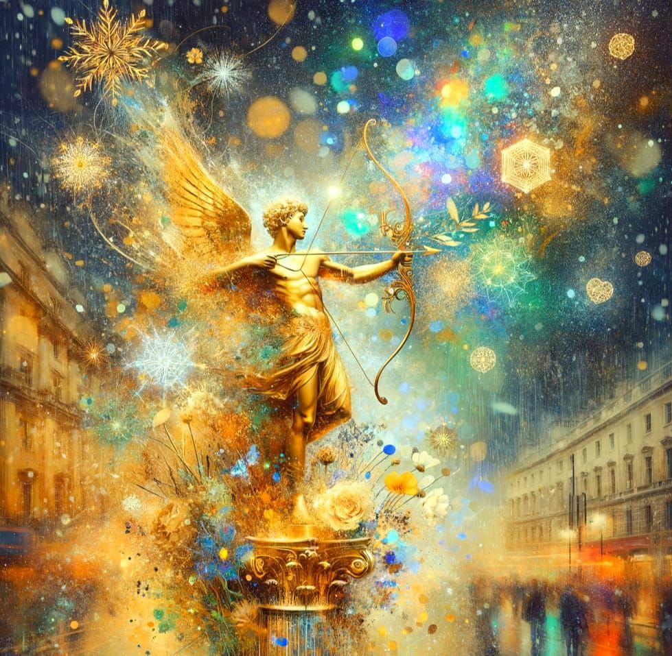 Ethereal Youthful Deity in Whimsical Watercolor Style