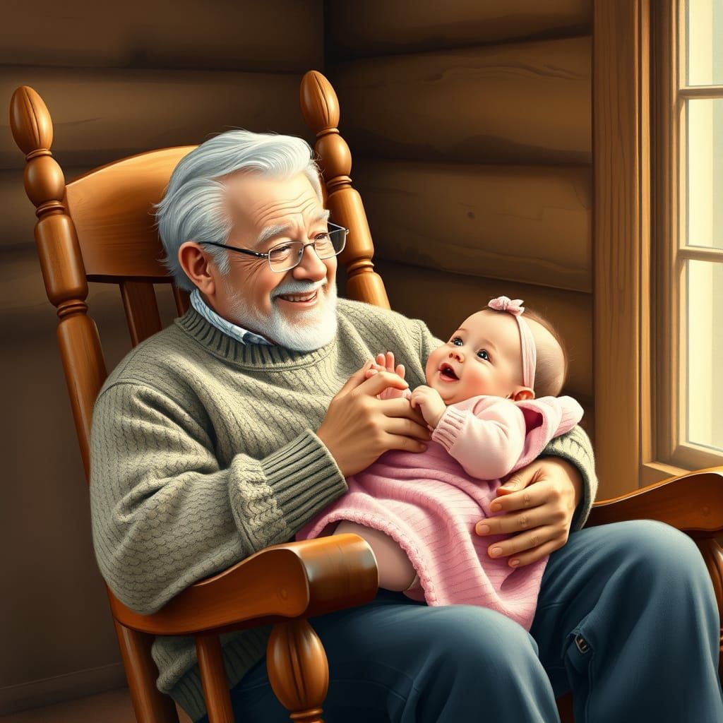 Grandfather and Child in Rockwell Style