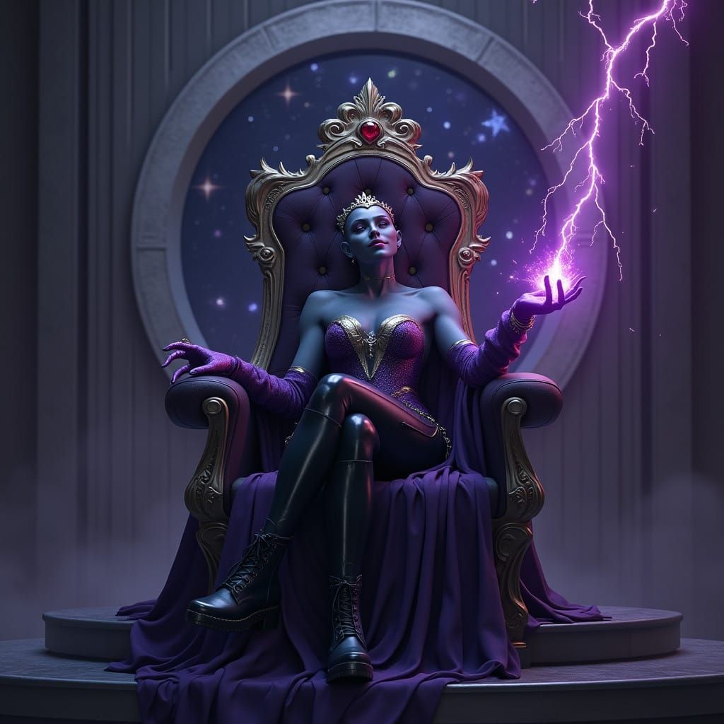 Dark Sci-Fi Empress Ruling from Cosmic Throne