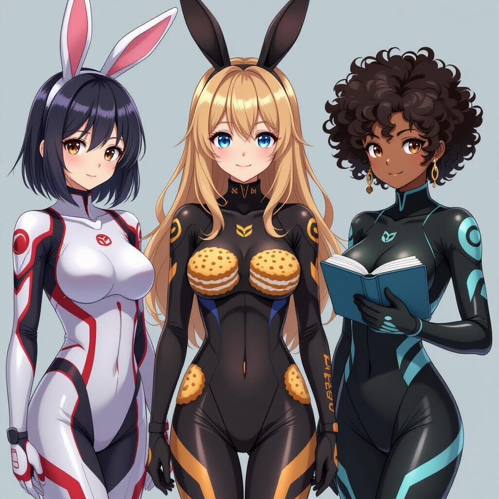Futuristic Anime Women in Themed Bodysuits