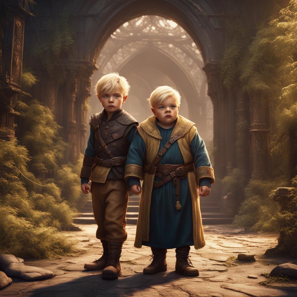 Two Boys in Detailed Fantasy Concept Art