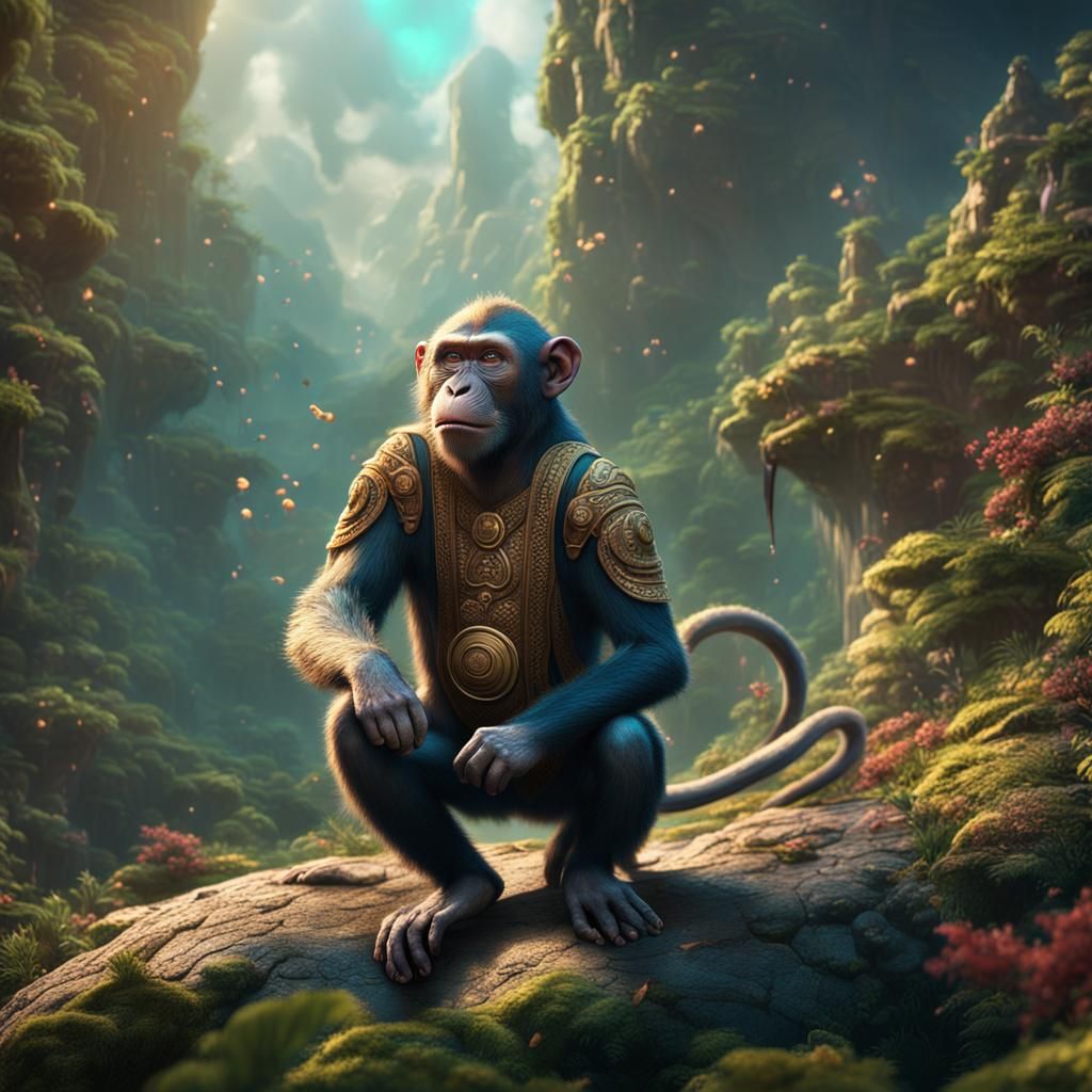 Fantastical Monkey in Detailed Matte Painting