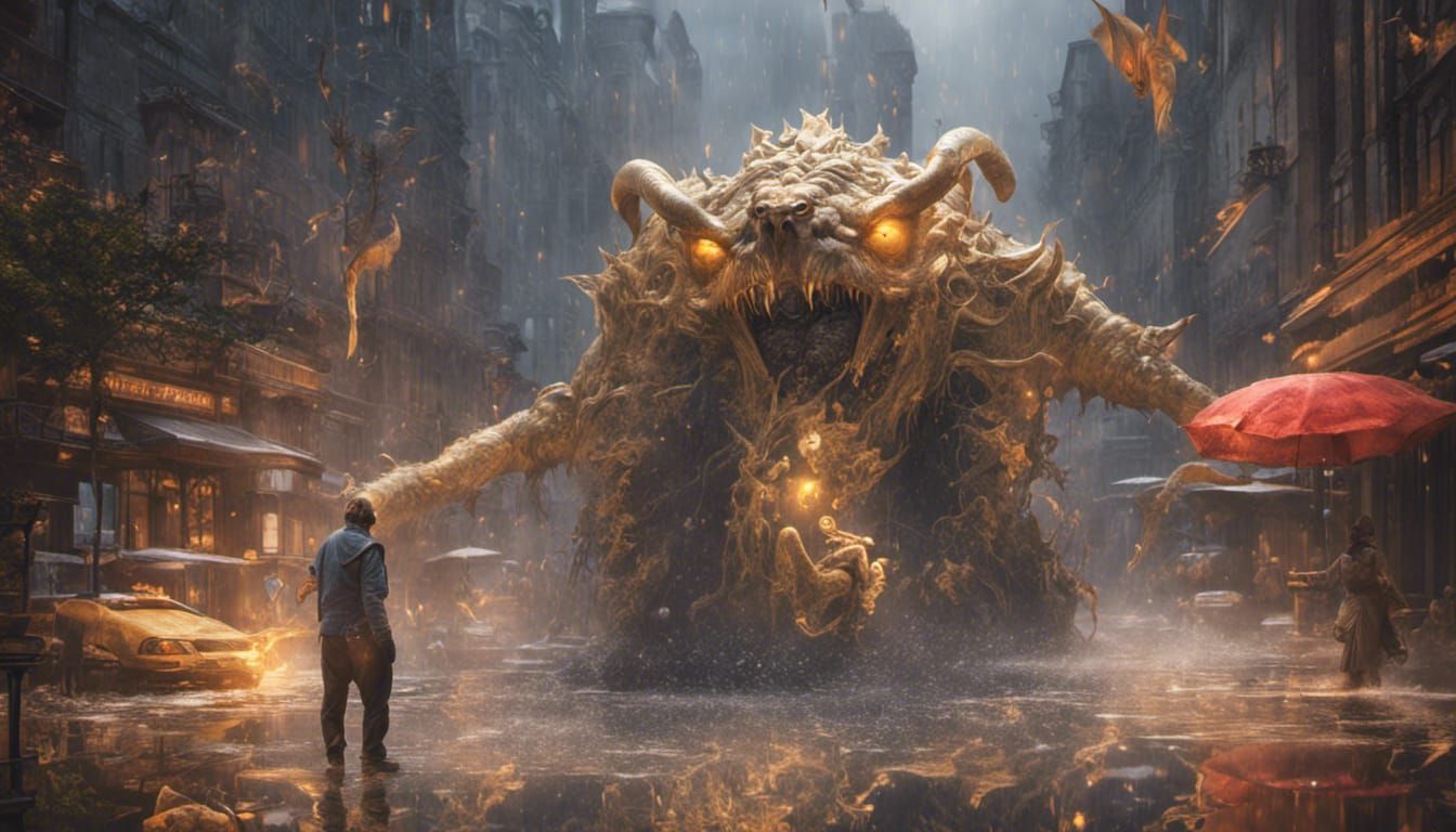 Raining Monsters: Intricate Concept Art in 8K