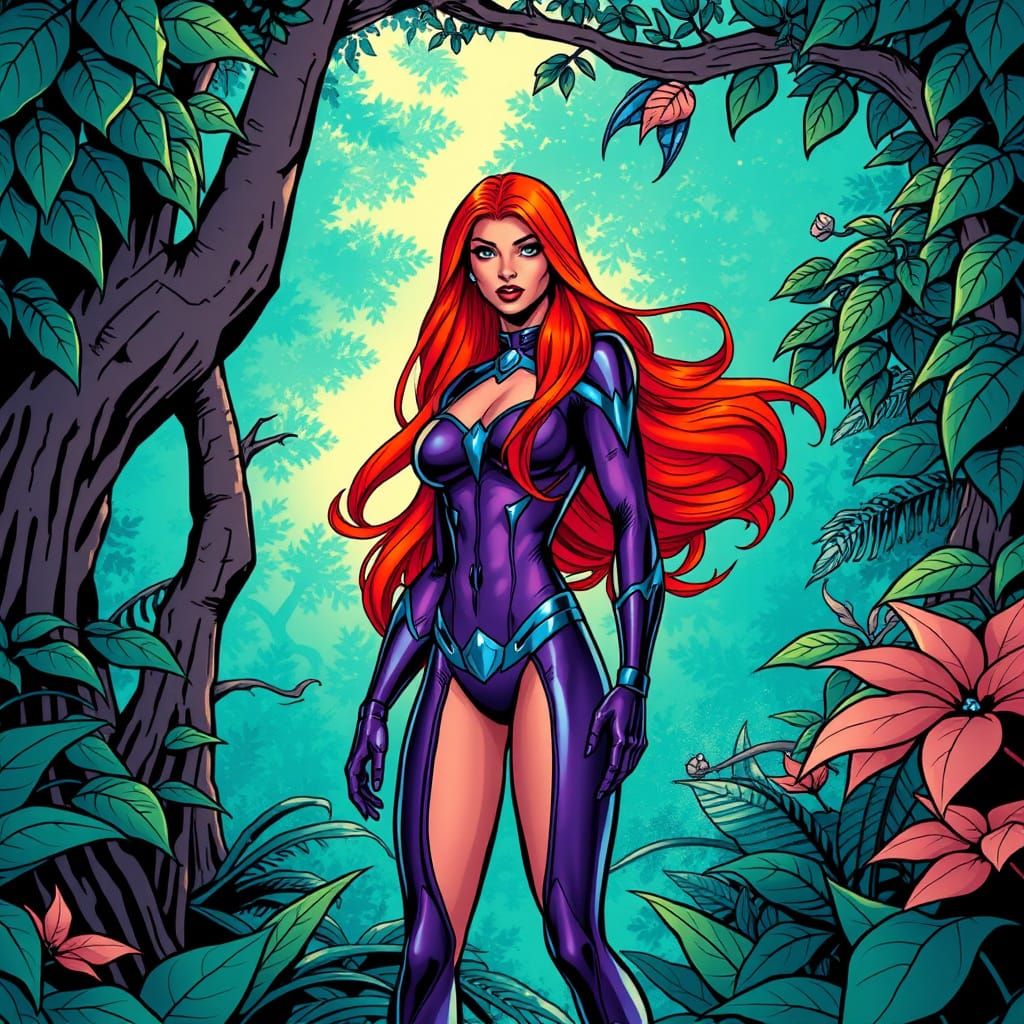 Starfire in Turquoise Thicket: Comic Book Art