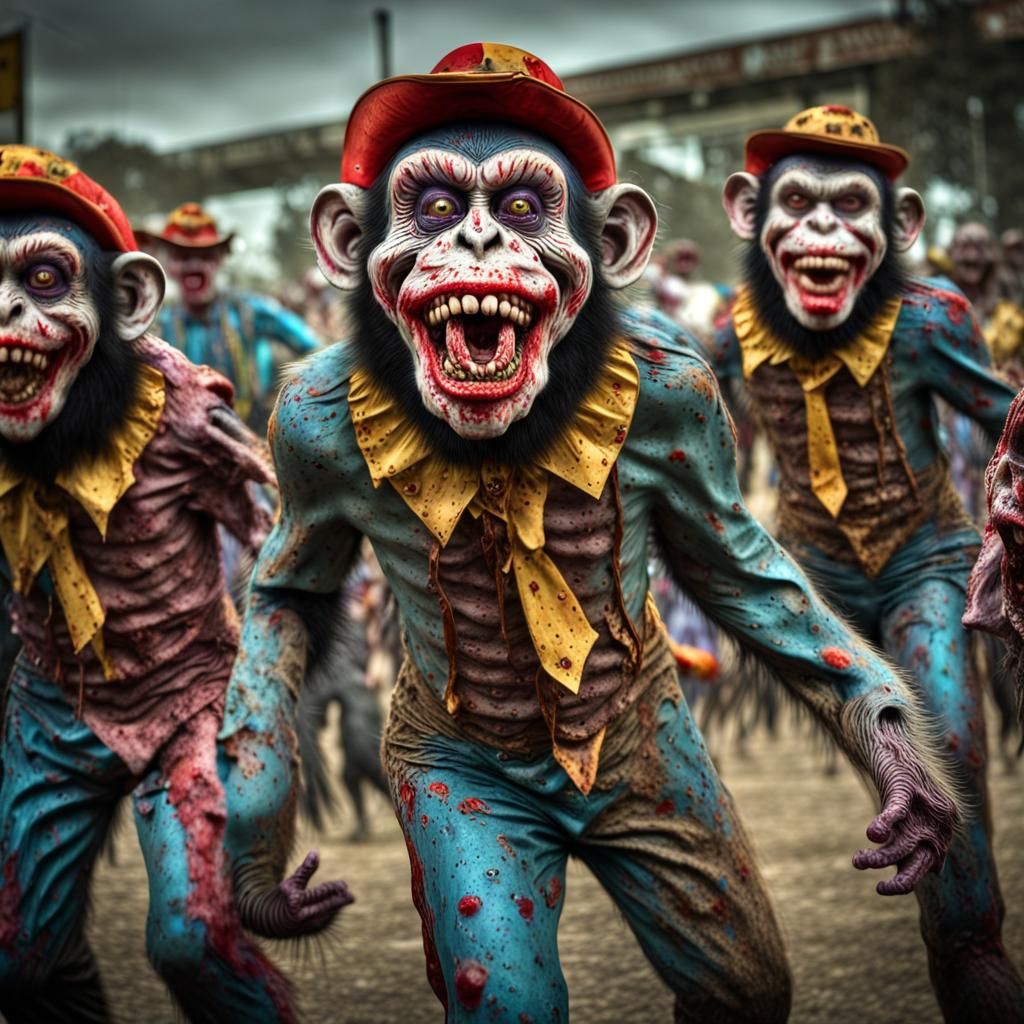 Zombie Monkey Monster Clowns Line Dancing Maniacally
