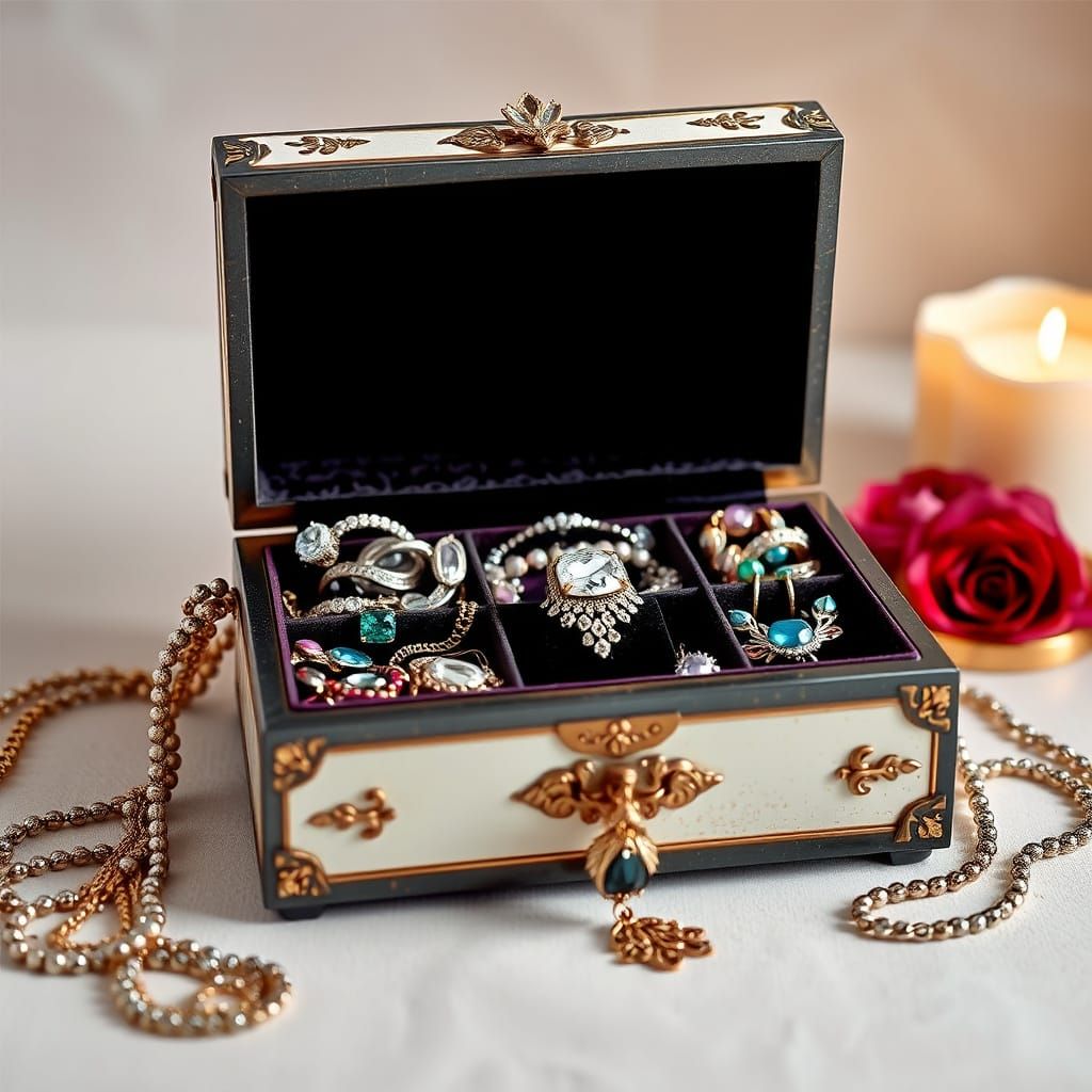 Elegant Jewelry Box with Precious Jewels