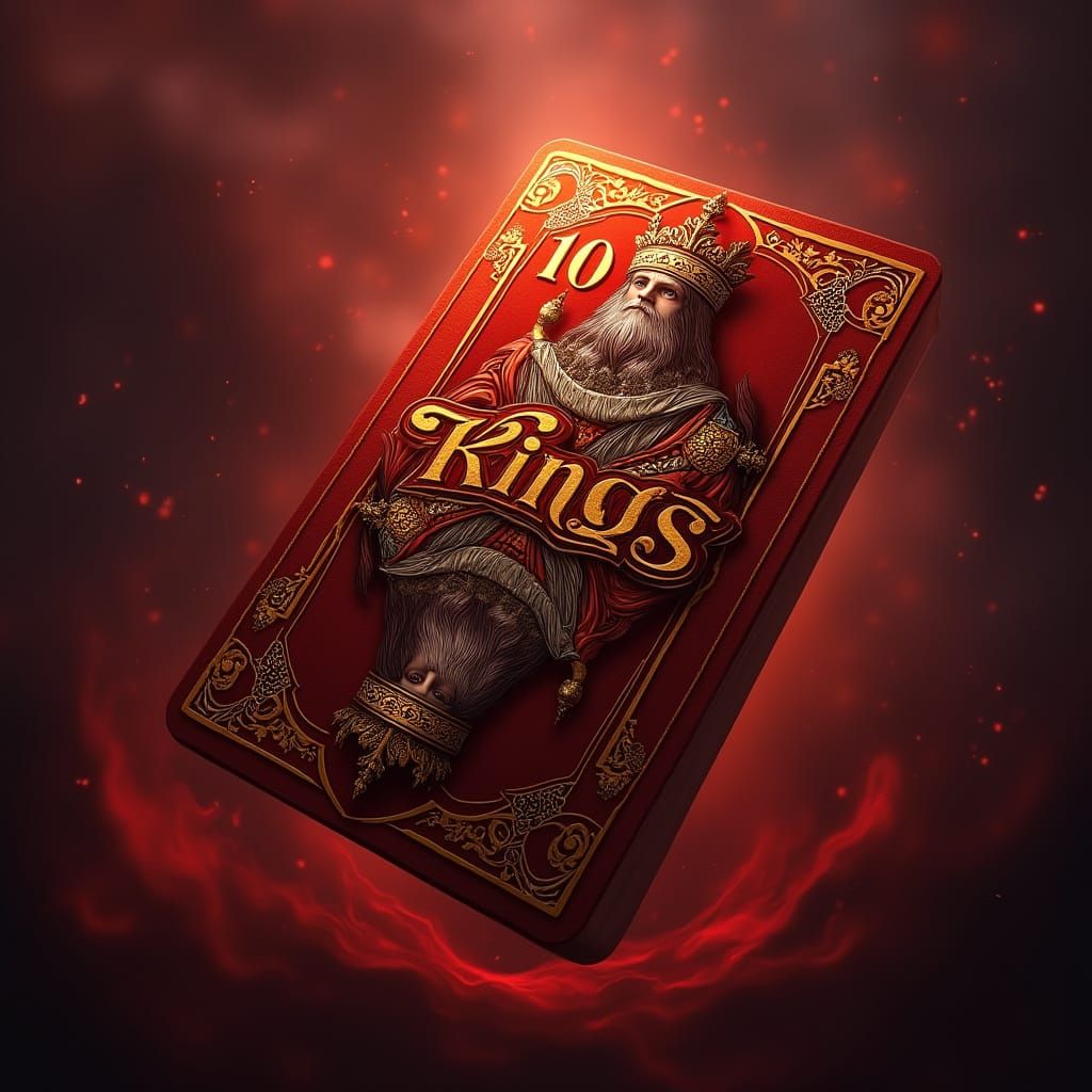 Regal Red Playing Card with Golden Accents