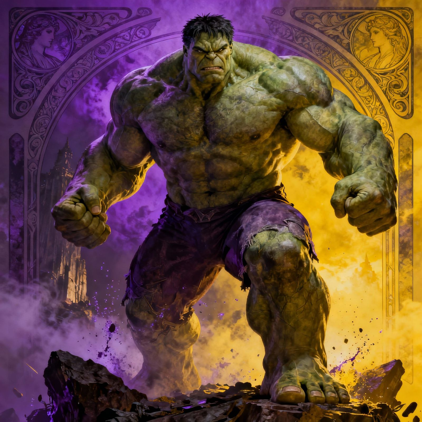 The Hulk in Dark Fantasy Concept Art Style