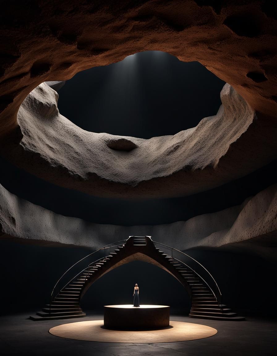 Immense Pear-Shaped Cavern with Suspended Throne
