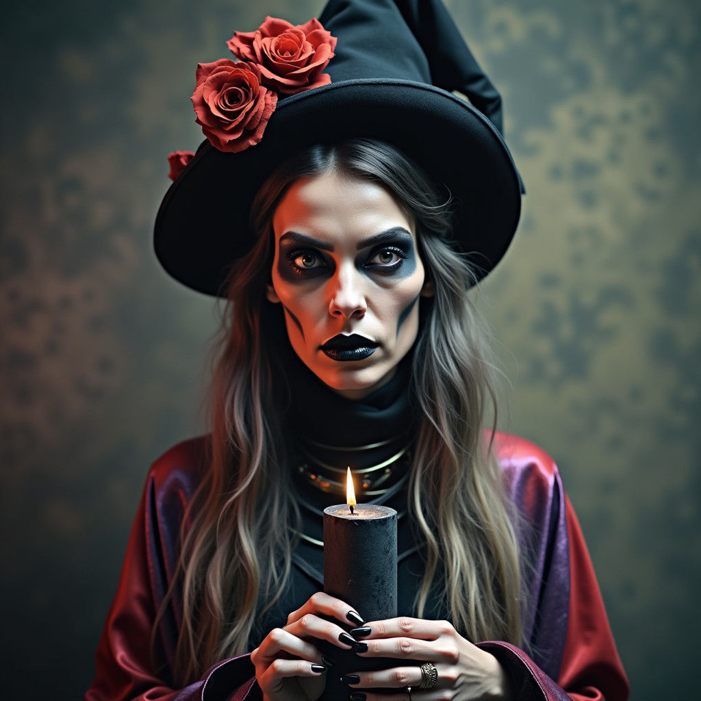 Ethereal Dark Fashion Portrait of a Withered Witch