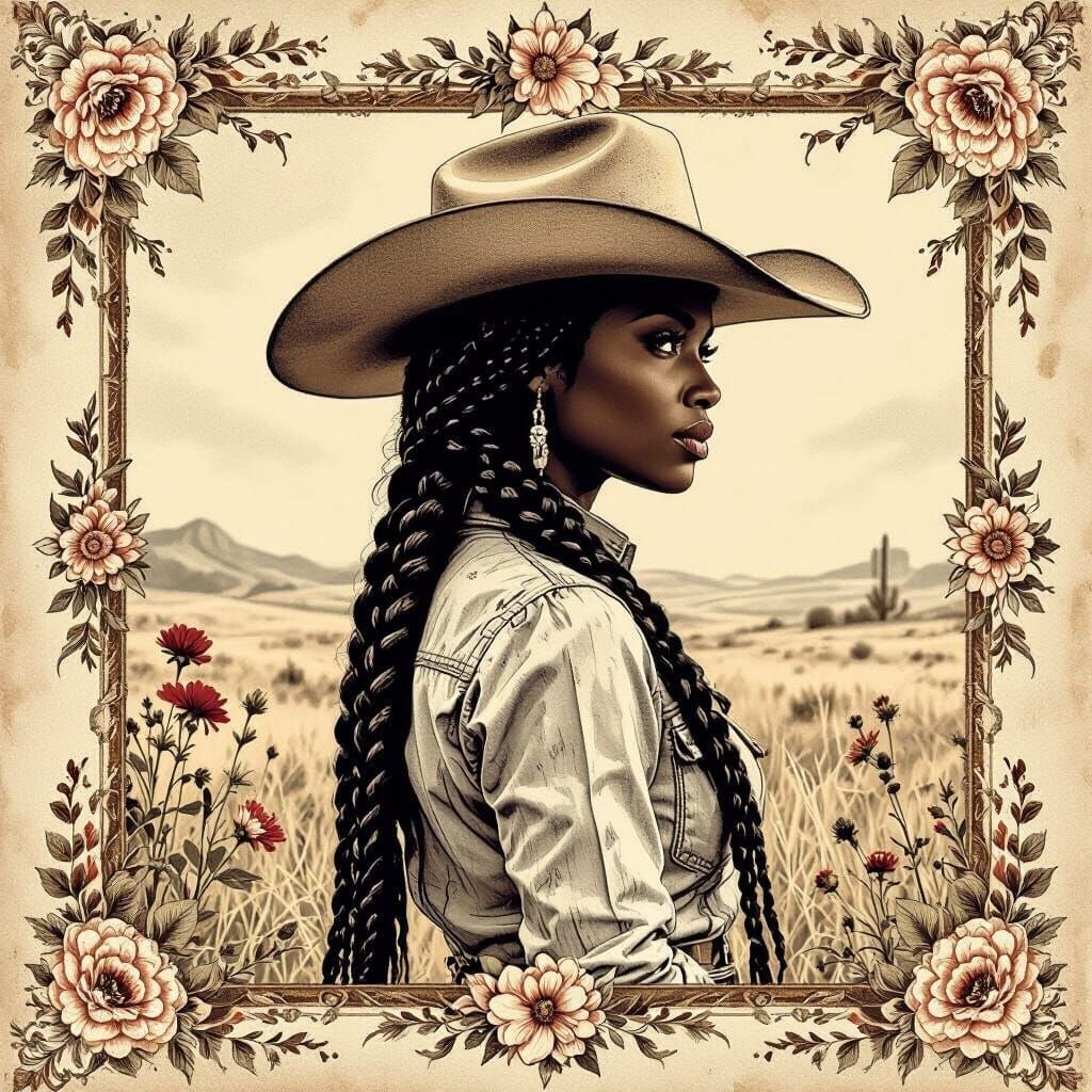 Vintage Cowgirl in Sepia Tones